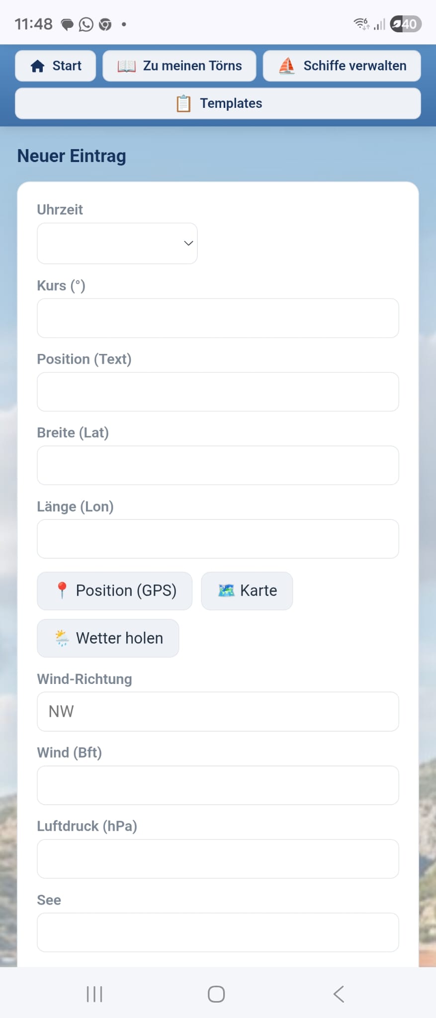 Eintragsformular am Telefon